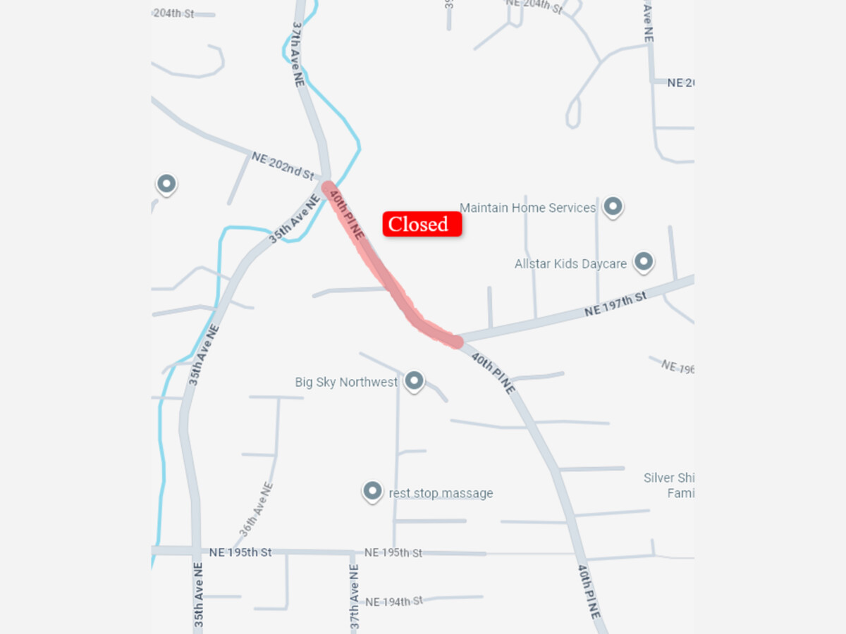 Section of 40th Pl Closed