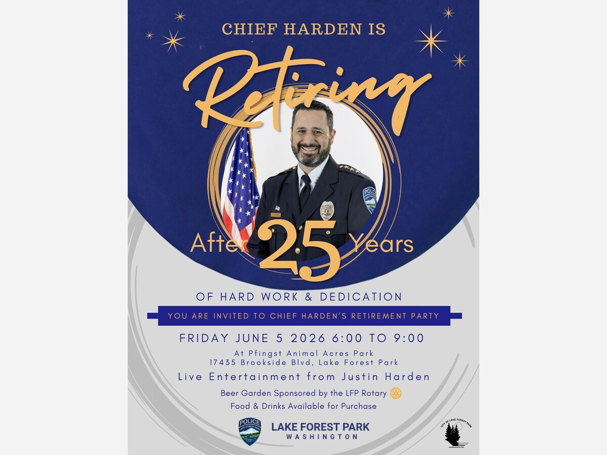 Celebrate Chief Harden's Retirement on Friday, June 5, at 6:00 pm 