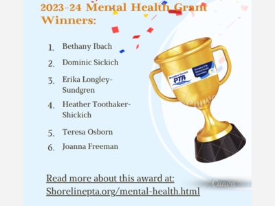 The Shoreline PTA Council Mental Health Committee has awarded $5000 in funding to school staff to support mental health initiatives for the 2023-24 school year.