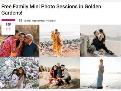 Free Family Mini Photo Sessions in Golden Gardens!