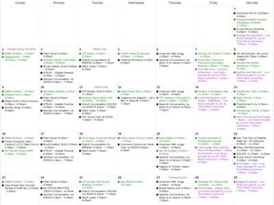 Third Place Commons November Calendar