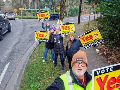 Yes For Schools Sign Waving Kick Off