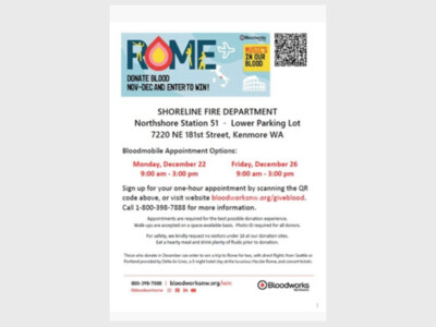 Donate Blood At Shoreline Fire Station 51 In Kenmore